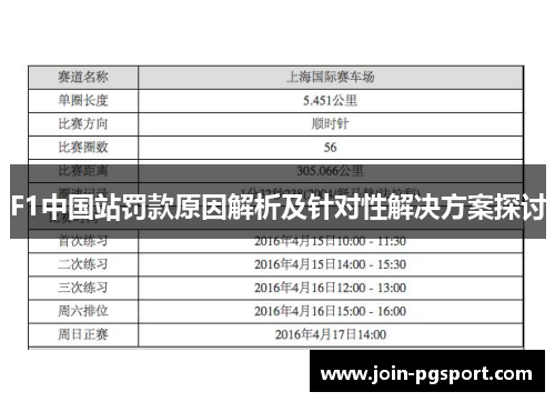 F1中国站罚款原因解析及针对性解决方案探讨