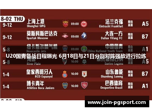 U20国青备战日程曝光 6月18日与21日分别对阵强敌进行拉练