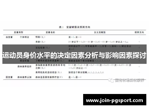 运动员身价水平的决定因素分析与影响因素探讨 运动员身价水平的决定因素分析与影响因素探讨